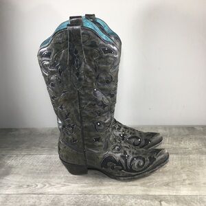 Women's Corral Belle LI Metallic Goat Leather Western Snip Toe Boots Size 10 M
